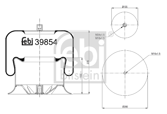 Burduf, suspensie pneumatica 39854 FEBI BILSTEIN