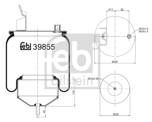 Burduf, suspensie pneumatica 39855 FEBI BILSTEIN