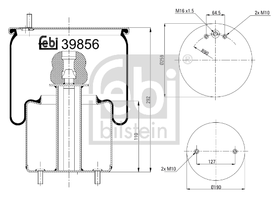 Burduf, suspensie pneumatica 39856 FEBI BILSTEIN