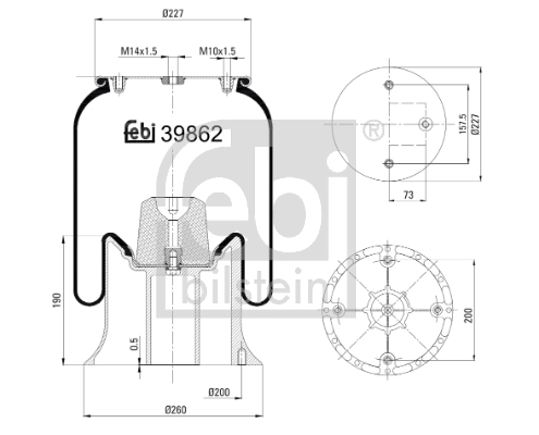 Burduf, suspensie pneumatica 39862 FEBI BILSTEIN