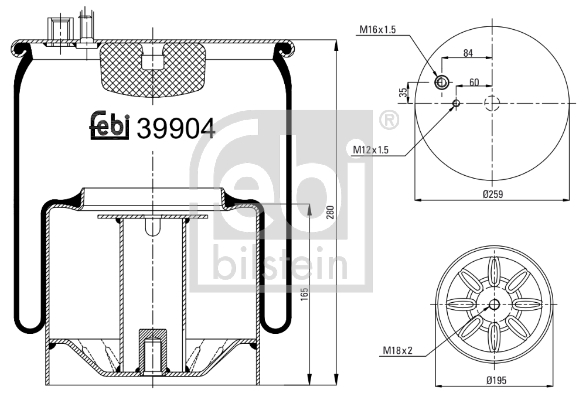 Burduf, suspensie pneumatica 39904 FEBI BILSTEIN