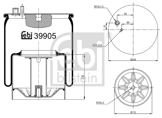 Burduf, suspensie pneumatica 39905 FEBI BILSTEIN