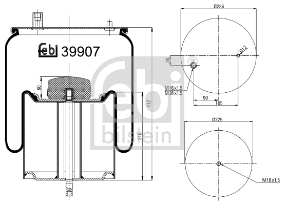 Burduf, suspensie pneumatica 39907 FEBI BILSTEIN