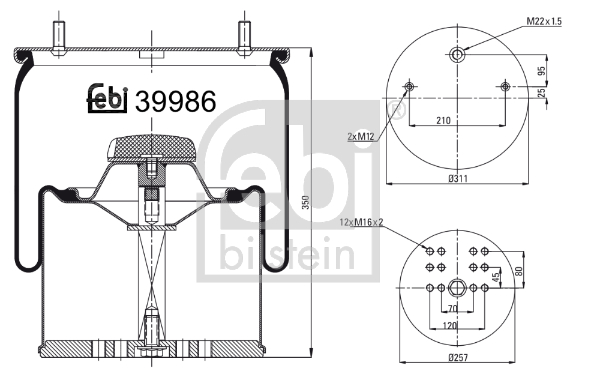 Burduf, suspensie pneumatica 39986 FEBI BILSTEIN