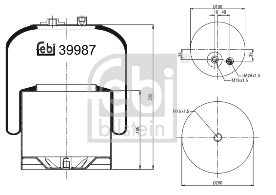 Burduf, suspensie pneumatica 39987 FEBI BILSTEIN