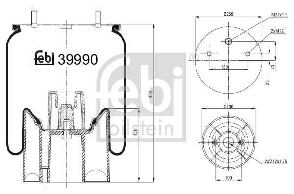 Burduf, suspensie pneumatica 39990 FEBI BILSTEIN