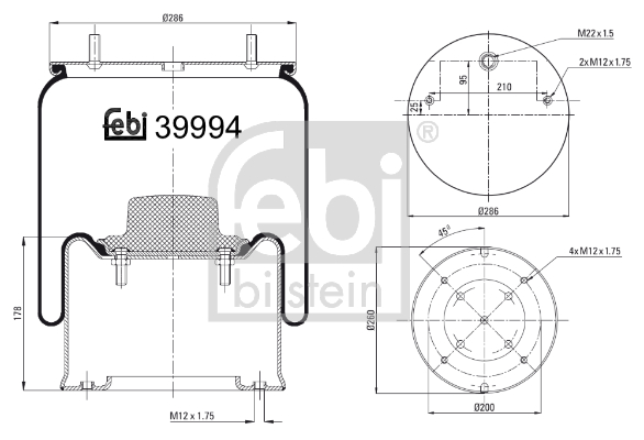 Burduf, suspensie pneumatica 39994 FEBI BILSTEIN