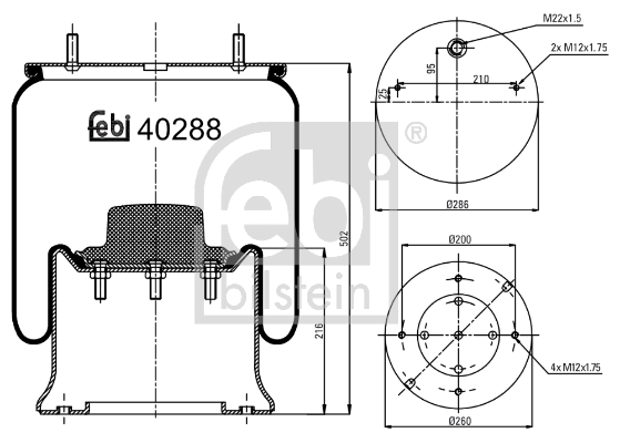 Burduf, suspensie pneumatica 40288 FEBI BILSTEIN