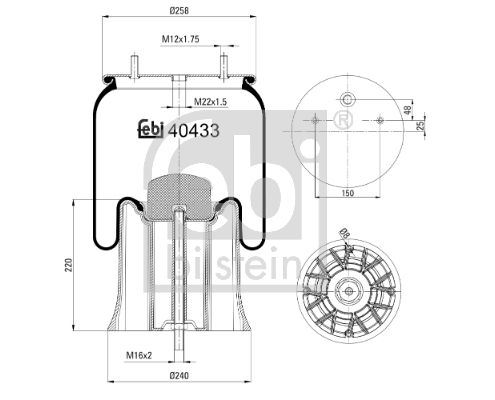 Burduf, suspensie pneumatica 40433 FEBI BILSTEIN