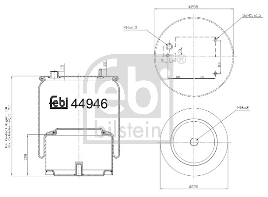 Burduf, suspensie pneumatica 44946 FEBI BILSTEIN