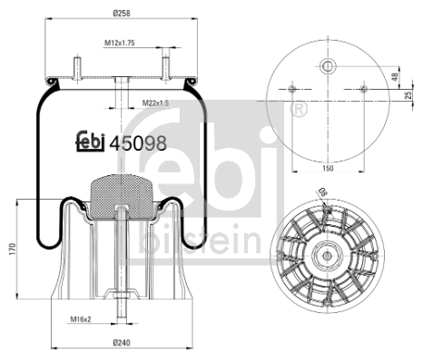 Burduf, suspensie pneumatica 45098 FEBI BILSTEIN