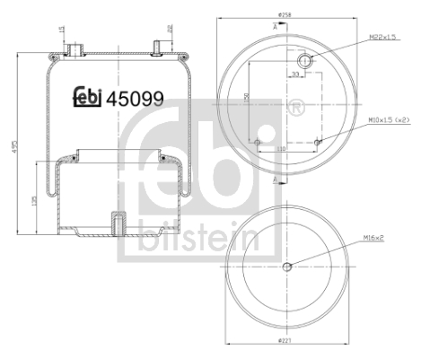 Burduf, suspensie pneumatica 45099 FEBI BILSTEIN