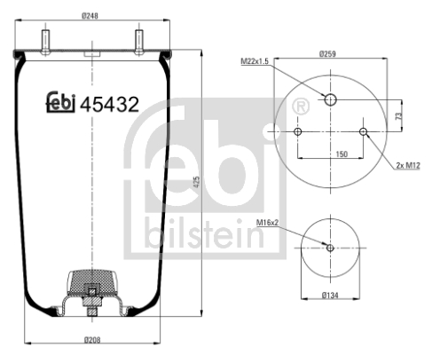 Burduf, suspensie pneumatica 45432 FEBI BILSTEIN