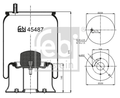 Burduf, suspensie pneumatica 45487 FEBI BILSTEIN