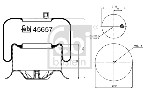 Burduf, suspensie pneumatica 45657 FEBI BILSTEIN