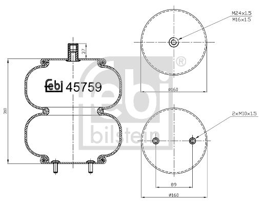 Burduf, suspensie pneumatica 45759 FEBI BILSTEIN