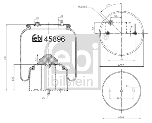 Burduf, suspensie pneumatica 45896 FEBI BILSTEIN