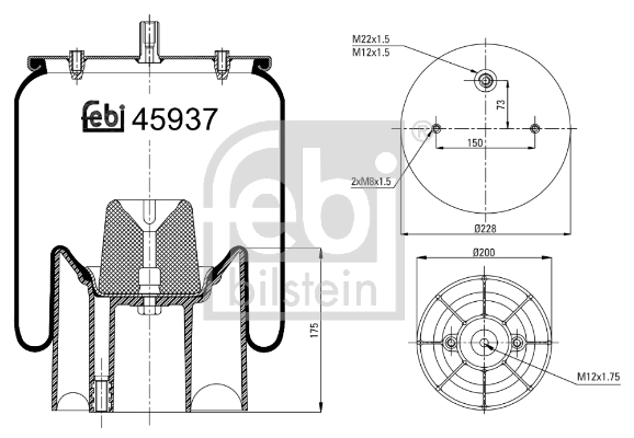 Burduf, suspensie pneumatica 45937 FEBI BILSTEIN