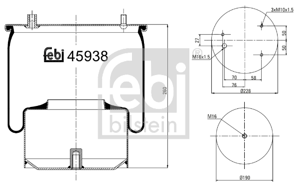 Burduf, suspensie pneumatica 45938 FEBI BILSTEIN