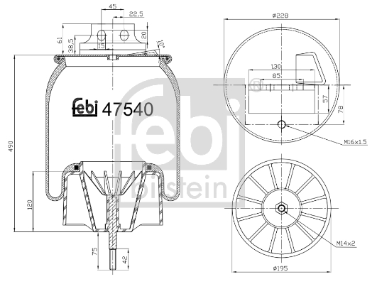 Burduf, suspensie pneumatica 47540 FEBI BILSTEIN