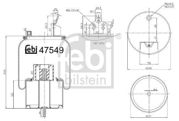 Burduf, suspensie pneumatica 47549 FEBI BILSTEIN