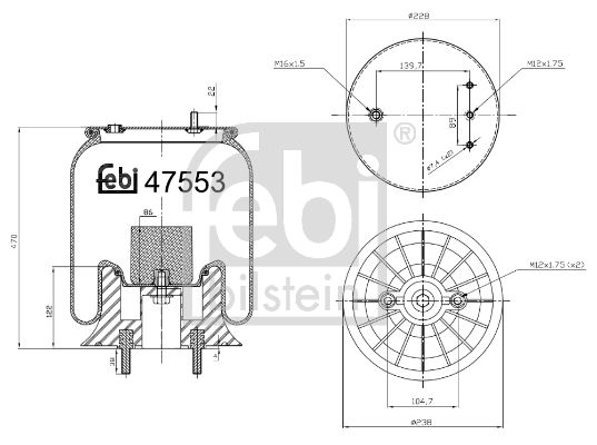 Burduf, suspensie pneumatica 47553 FEBI BILSTEIN