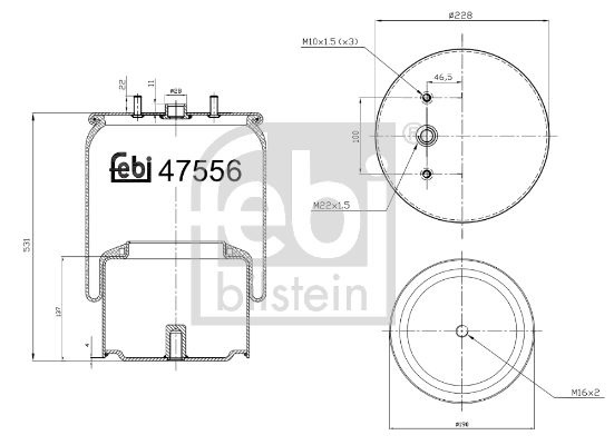 Burduf, suspensie pneumatica 47556 FEBI BILSTEIN