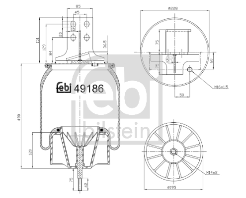 Burduf, suspensie pneumatica 49186 FEBI BILSTEIN