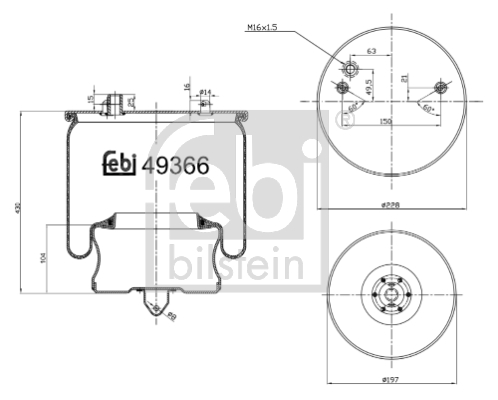 Burduf, suspensie pneumatica 49366 FEBI BILSTEIN