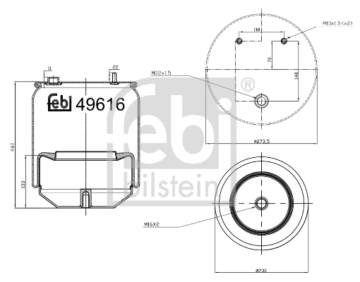 Burduf, suspensie pneumatica 49616 FEBI BILSTEIN