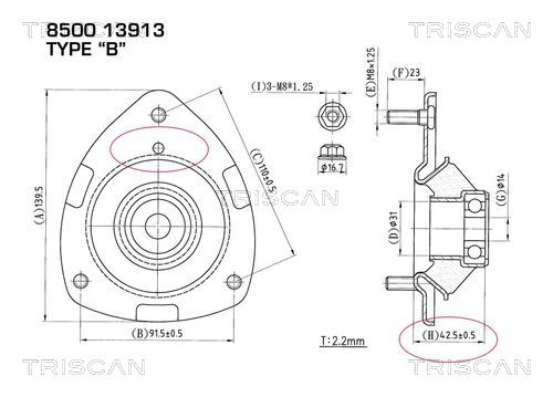 Rulment sarcina suport arc 8500 13913 TRISCAN