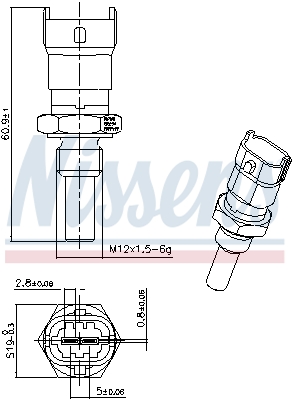 Senzor,temperatura lichid de racire 207019 NISSENS