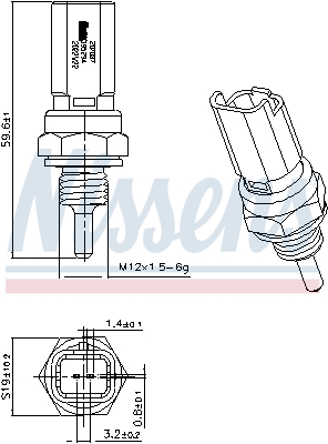 Senzor,temperatura lichid de racire 207087 NISSENS