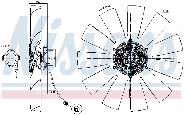 Cupla, ventilator radiator 86211 NISSENS