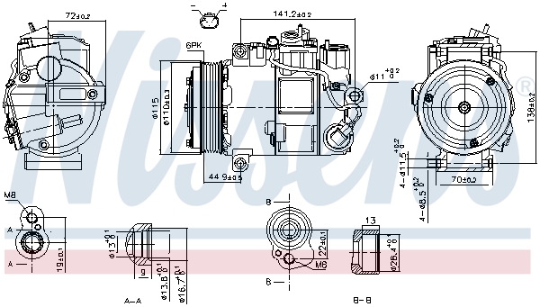 Compresor, climatizare 890199 NISSENS