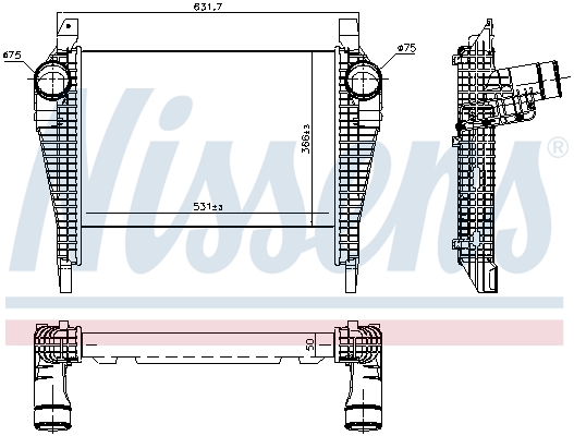 Intercooler, compresor 961257 NISSENS