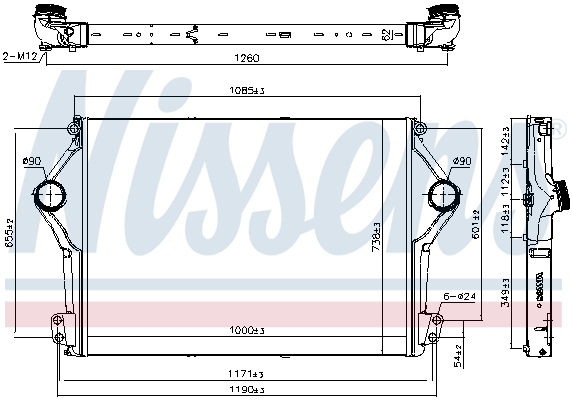 Intercooler, compresor 961262 NISSENS