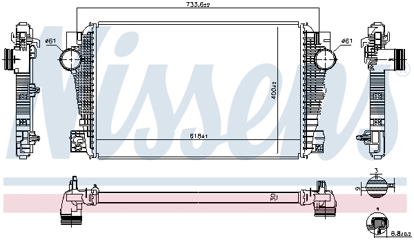 Intercooler, compresor 96258 NISSENS