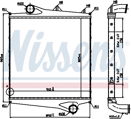 Intercooler, compresor 96961 NISSENS