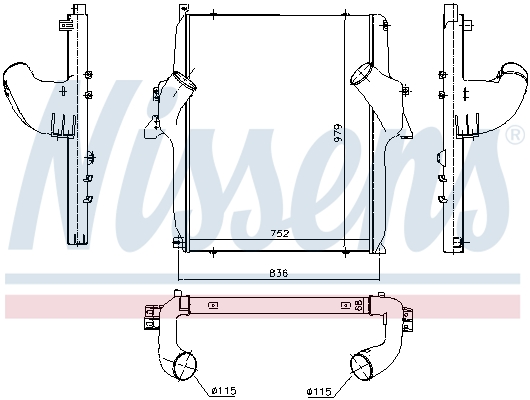 Intercooler, compresor 97068 NISSENS