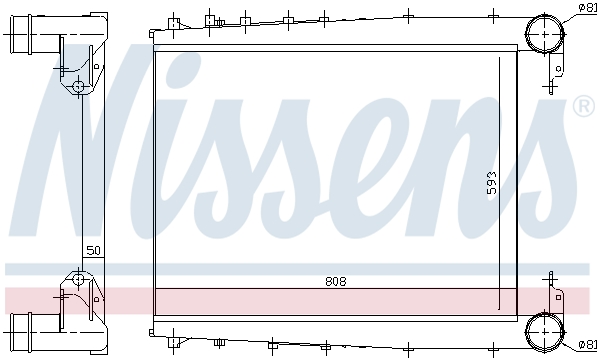 Intercooler, compresor 97070 NISSENS