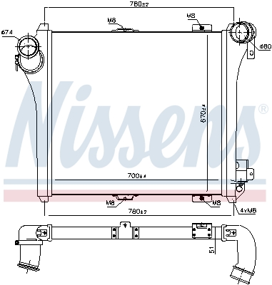 Intercooler, compresor 97075 NISSENS