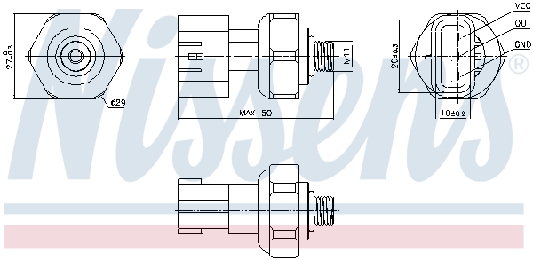 Comutator presiune, aer conditionat 301090 NISSENS