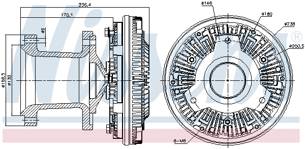 Cupla, ventilator radiator 86032 NISSENS