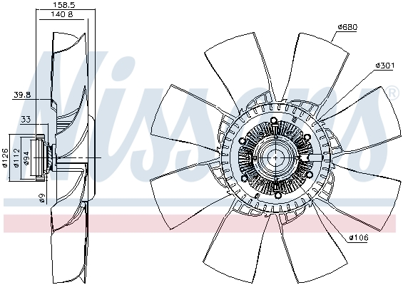 Cupla, ventilator radiator 86103 NISSENS