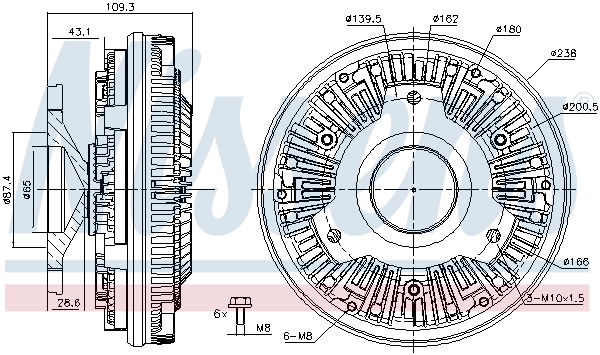 Cupla, ventilator radiator 86105 NISSENS