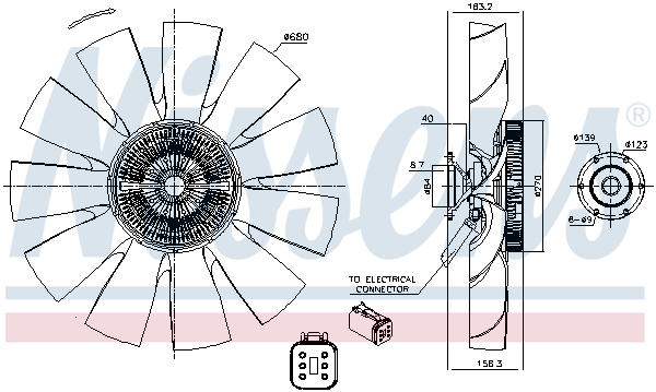 Cupla, ventilator radiator 86167 NISSENS