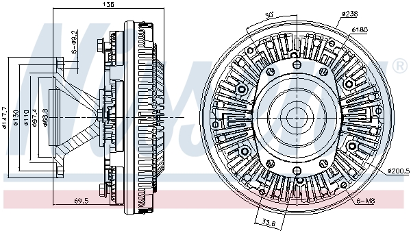 Cupla, ventilator radiator 86376 NISSENS
