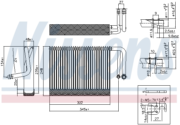 Evaporator, aer conditionat 92327 NISSENS