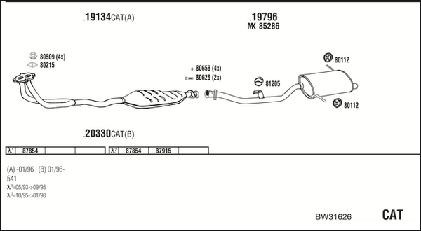 Sistem de esapament BW31626 WALKER